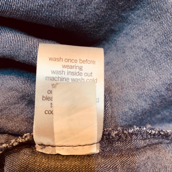 Sonoma Blue Denim Dress 3X Tie Waist Roll Tab Sleeve Button Front Cotton Blend - Picture 12 of 13